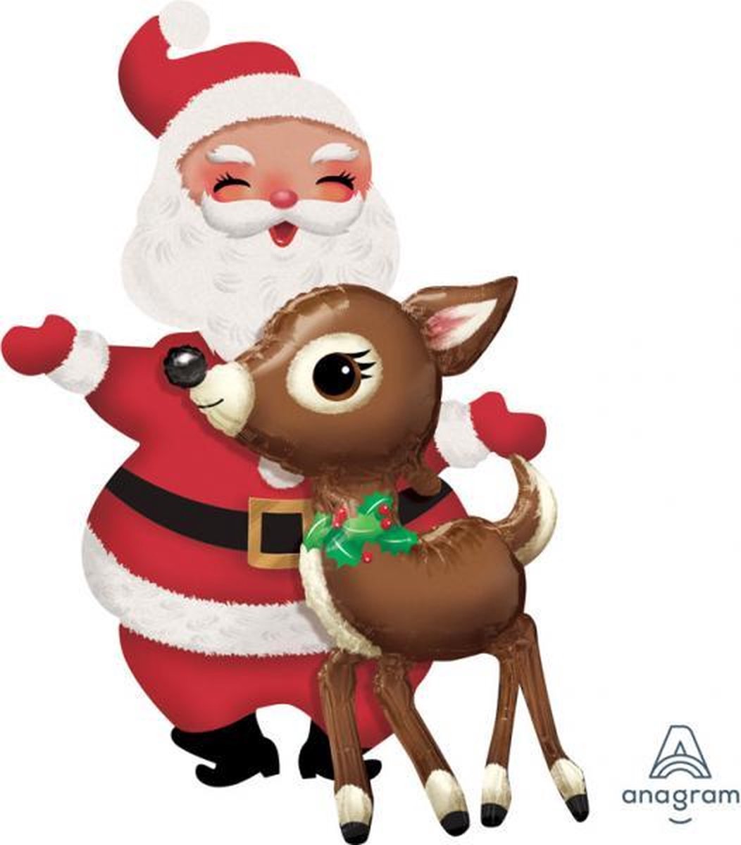 AirWalkers Santa & Reindeer Foil Balloon P93 packed 78 x 121cm