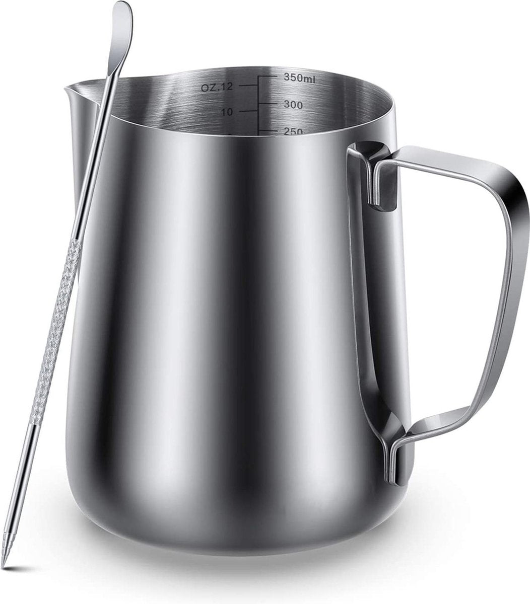 Qualitá Melkkan met Art Pen - Barista Melkkannetje - 350 ML - Melkopschuimkannen