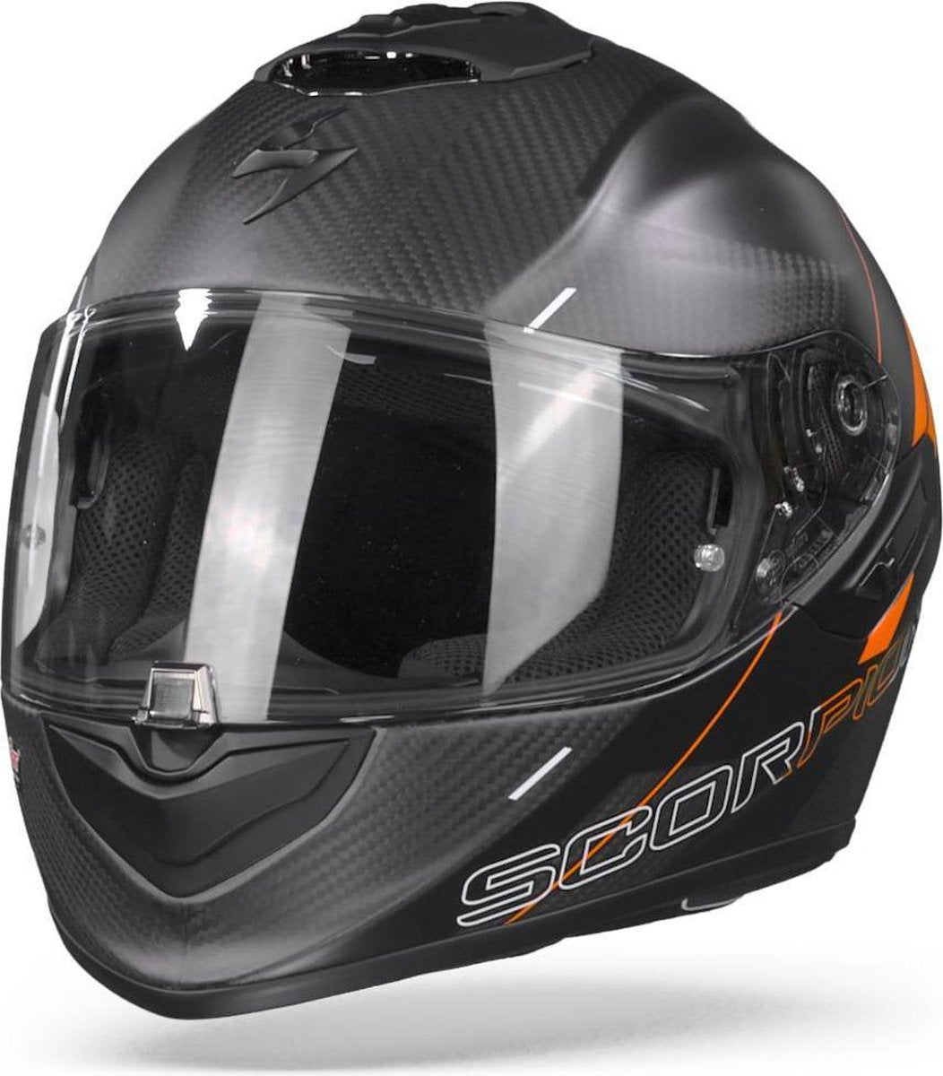 Scorpion EXO-1400 Carbon Air Drik Matt Black Orange Full Face Helmet L