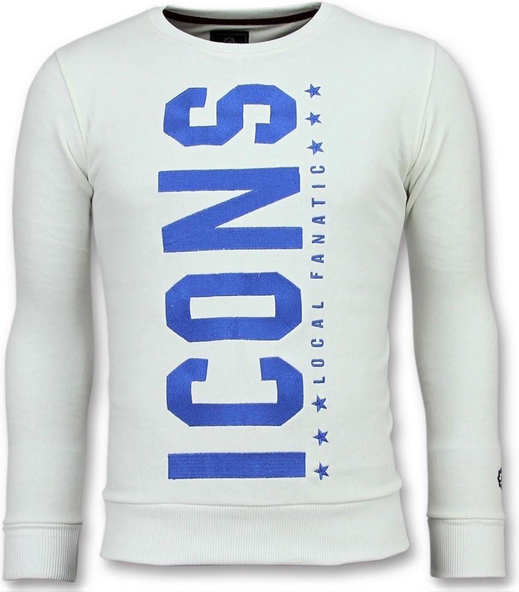 Local Fanatic ICONS Vertical - Coole Sweater Heren - 6353W - Wit - Maten: M