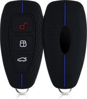 kwmobile autosleutelhoes voor Ford 3-knops autosleutel Keyless Go - Siliconen beschermhoes in zwart / blauw