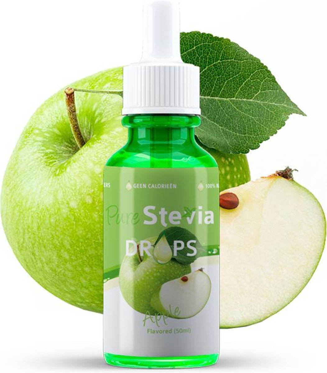 Stevia drops appel - 50ml druppelflesje - Zoetstof - Suiker vervanger - Purestevia
