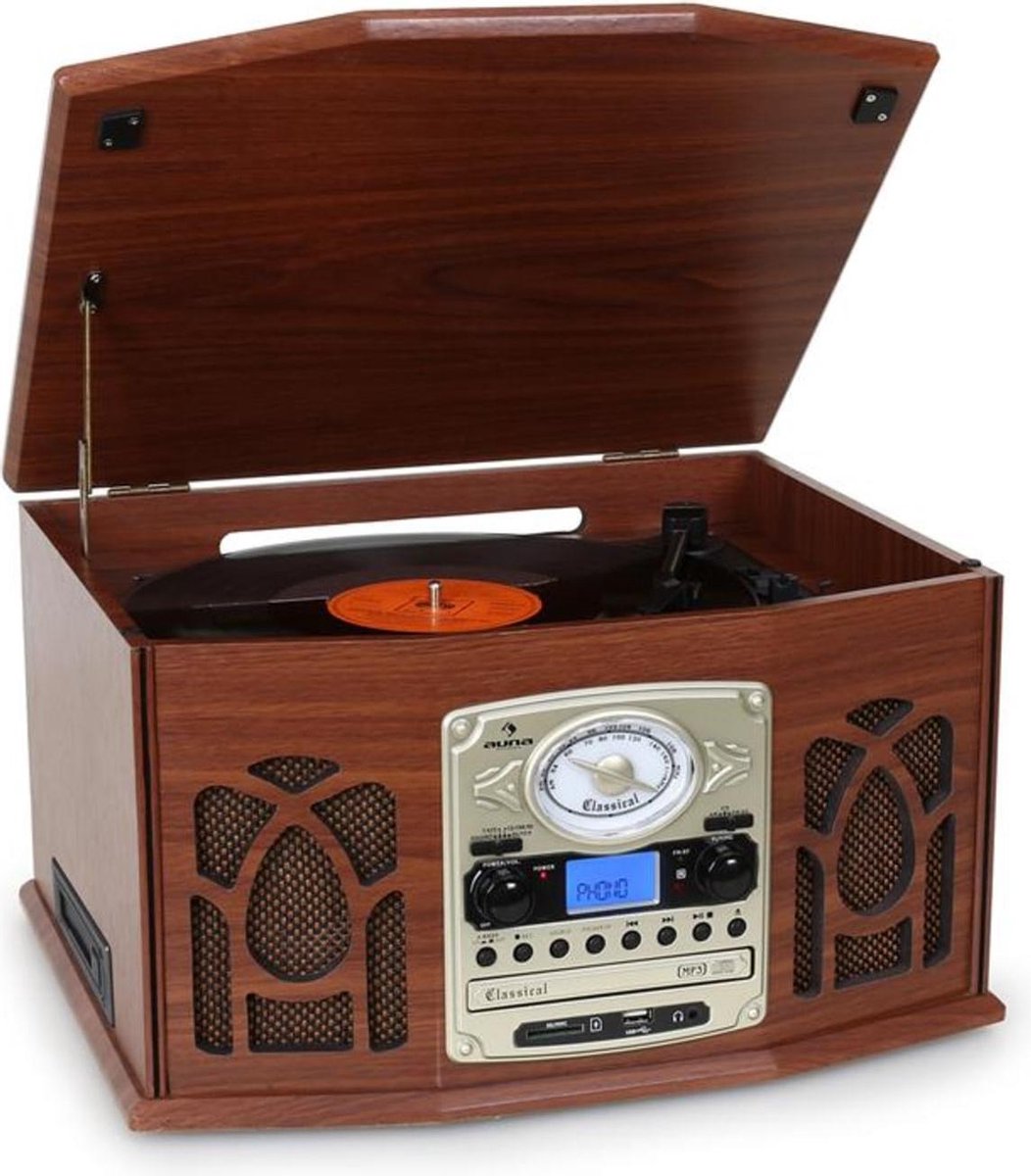 Auna NR-620 Retro Platenspeler 6 in 1 Wood