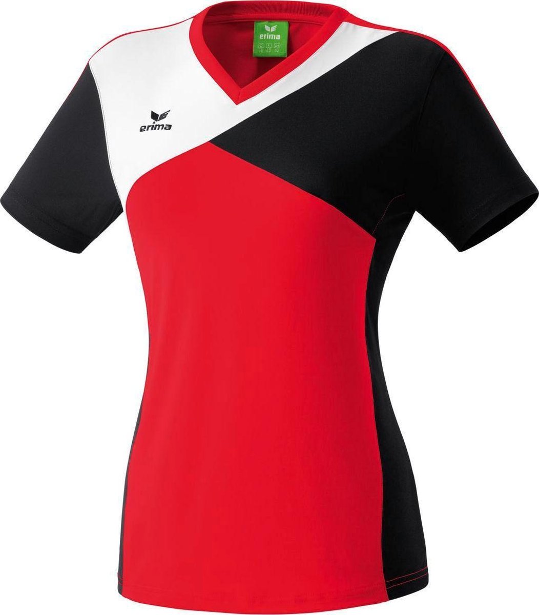 Erima Premium One T-shirt Dames - Rood / Zwart / Wit | Maat: 48