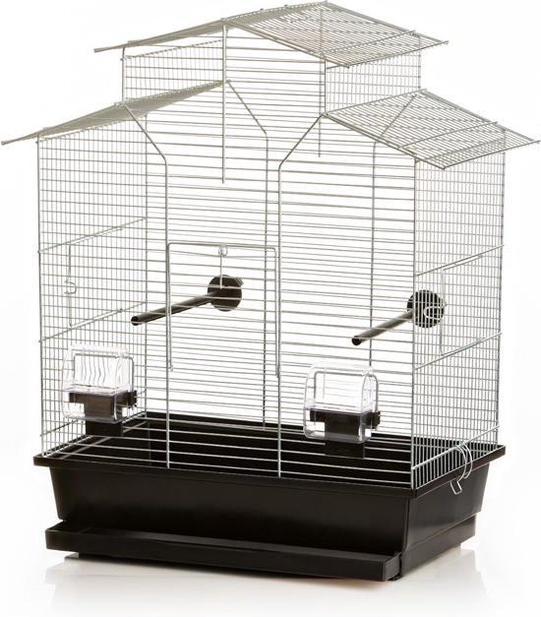 Huisdierspeciaalzaak. Vogelkooi Iza Pagode zilver. 45x28x59