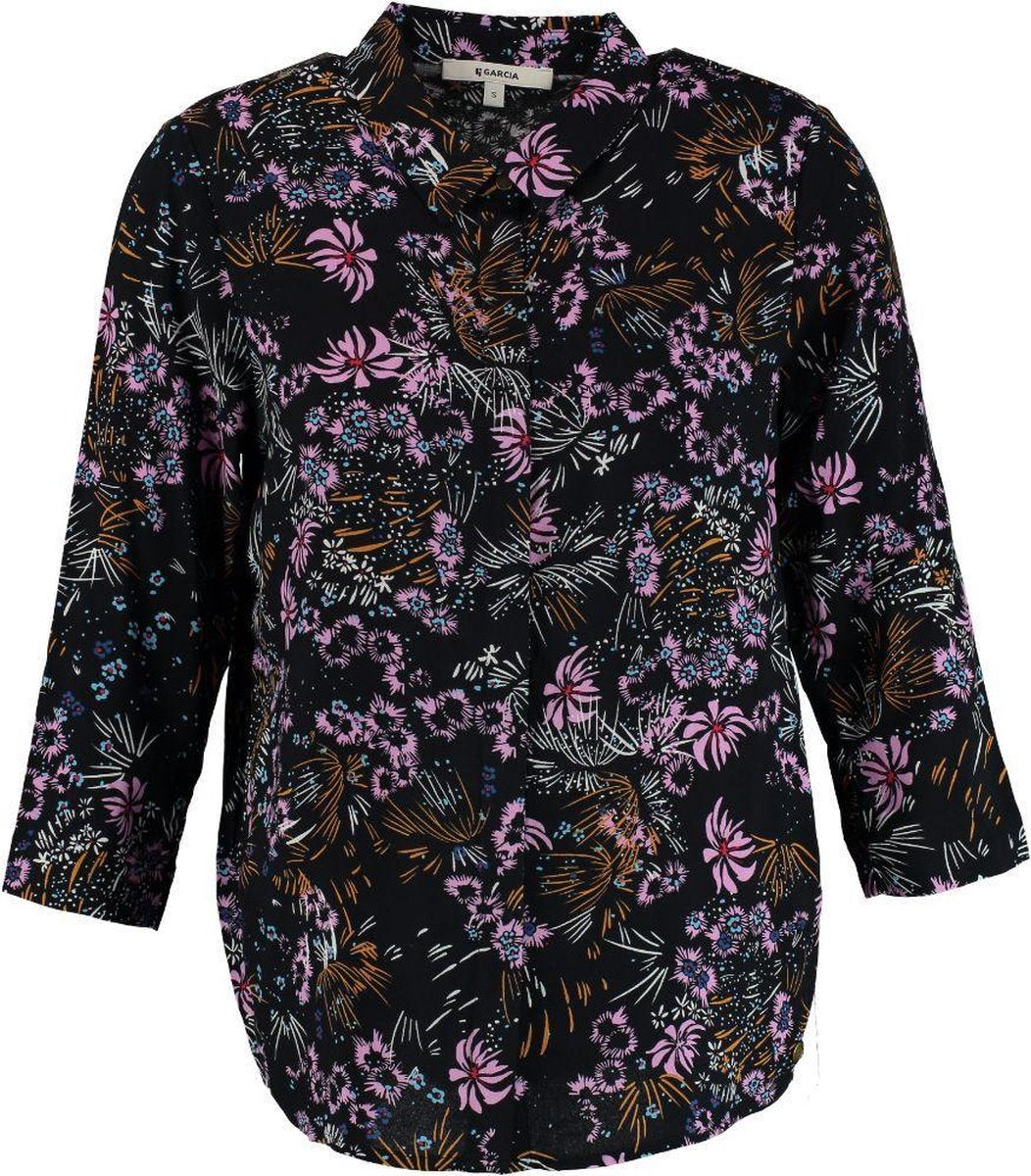 Garcia soepele donkerblauwe blouse 3/4 mouw van stevig viscose - Maat XS