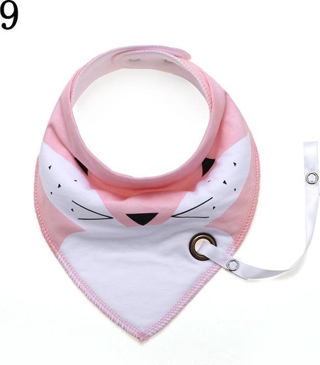 Kraamcadeau - babyshower -  baby slabbetje met speenkoord - zachte stof binnenkant - bandana slabbetje - speenkoort - without lemons - Roze - chibaa
