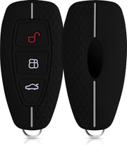 kwmobile autosleutelhoes voor Ford 3-knops autosleutel Keyless Go - Siliconen beschermhoes in zwart / grijs