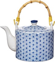 Vintage theepot met blauw sashiko patroon - Sass & Belle
