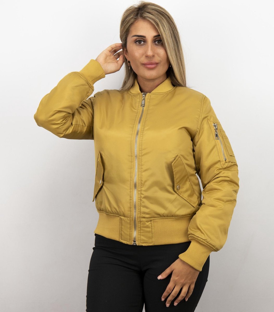 MATOGLA Bomberjack Dames - BomberJas - Bomber Jacket - Geel - Maat: S