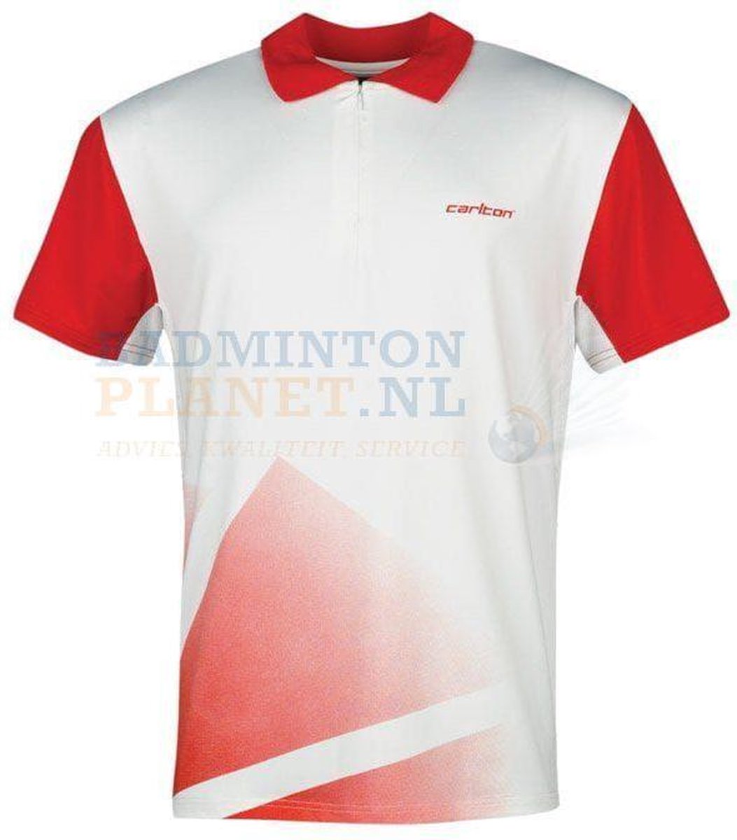 CARLTON Polo Badminton Tennis Wit/Rood maat M