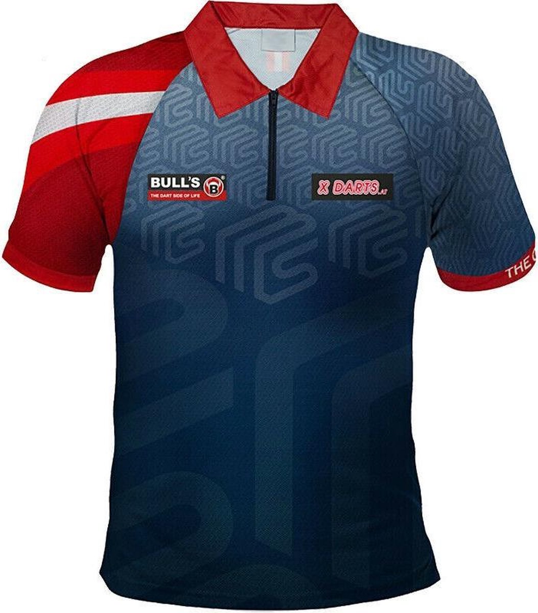 Bull's Dartshirt Mensor Suljovic Blauw/rood Heren Maat L