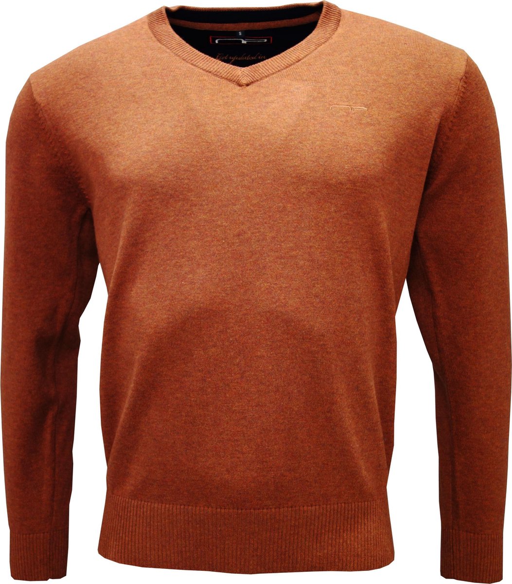 AP get Updated heren V-hals trui Roest bruin melange maat 3XL