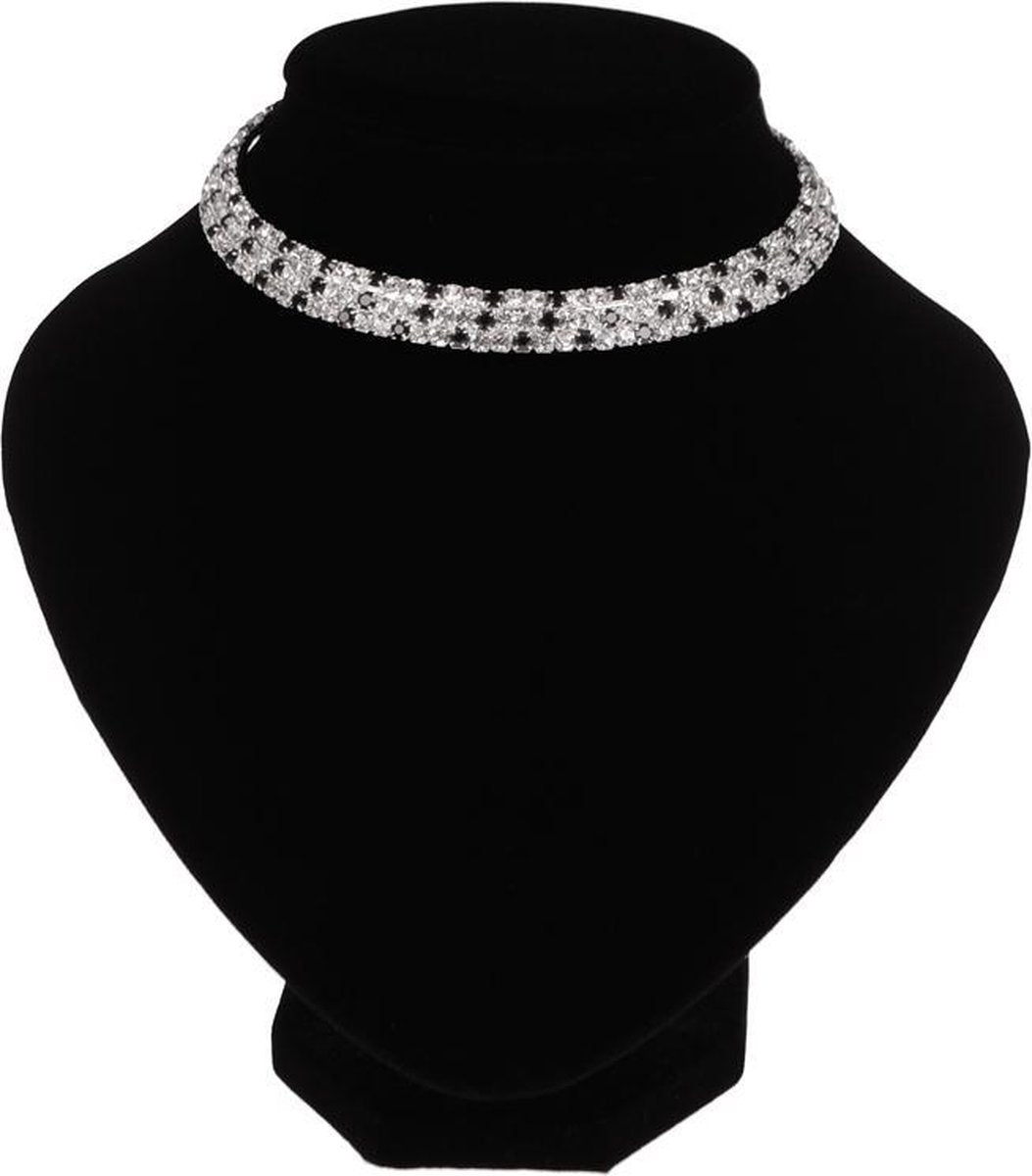 Collier zilver met strass steentjes