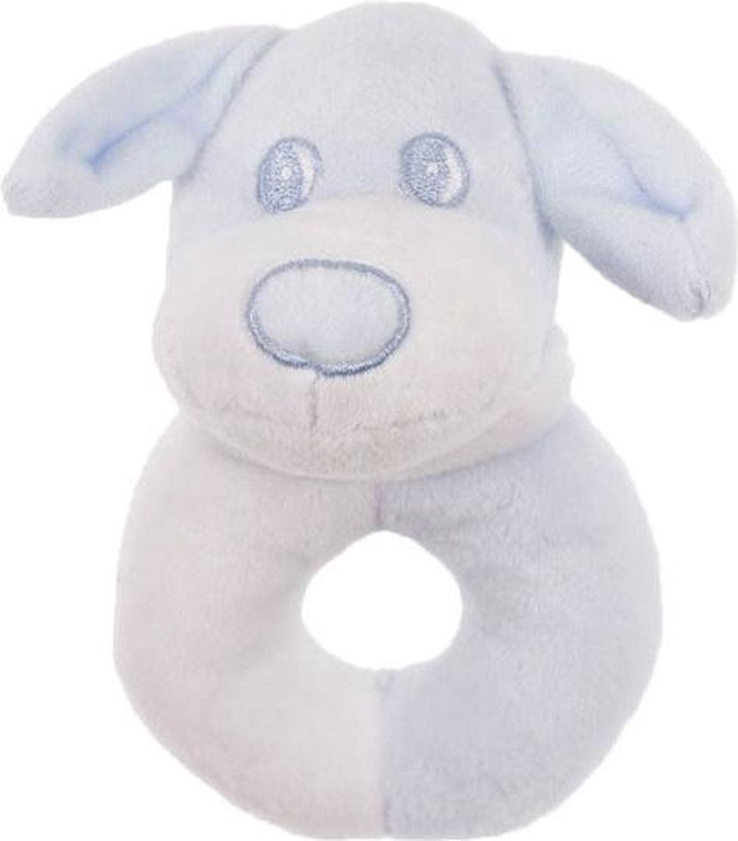 Soft Touch Rammelaar Puppy 12 Cm Wit/blauw