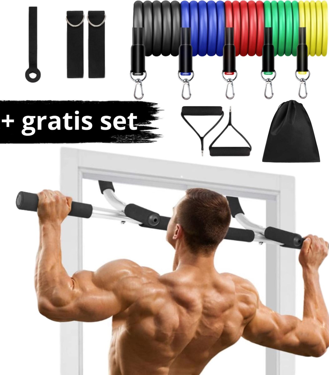 Luxergoods 15 in 1 push up bord - Inclusief Weerstandsbandenset - Optrekstang - Pull up bar - Fitness - 60 t/m 80 cm breedte