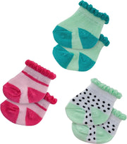 Heless Poppensokken Dotty Polyester Groen/roze 3 Paar 35-45 Cm