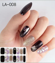 Nail art nagel stickers nagel stickers vlinder witte bloem paars zwart goud