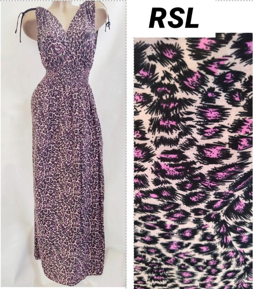 Dames jurk met panterprint one size 36-42 zwart/roze