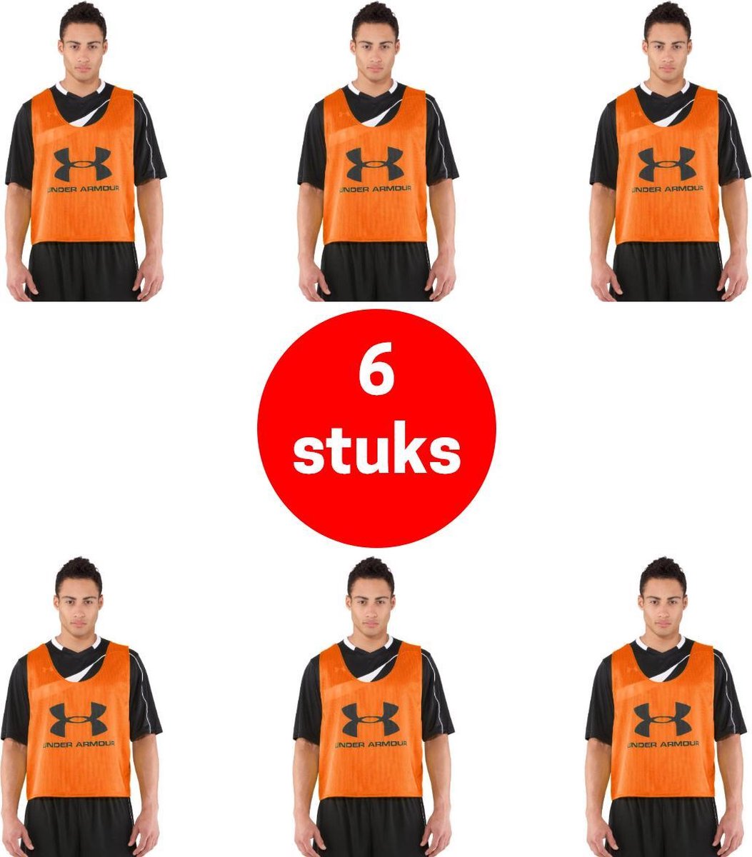 Under Armour - hesjes – 6 stuks – hesjes voetbal  - oranje – veiligheidshesje – maat senior - hesje