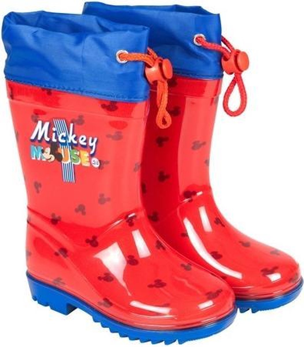 Perletti Regenlaarzen Micky Mouse Junior Rubber Rood Maat 24/25