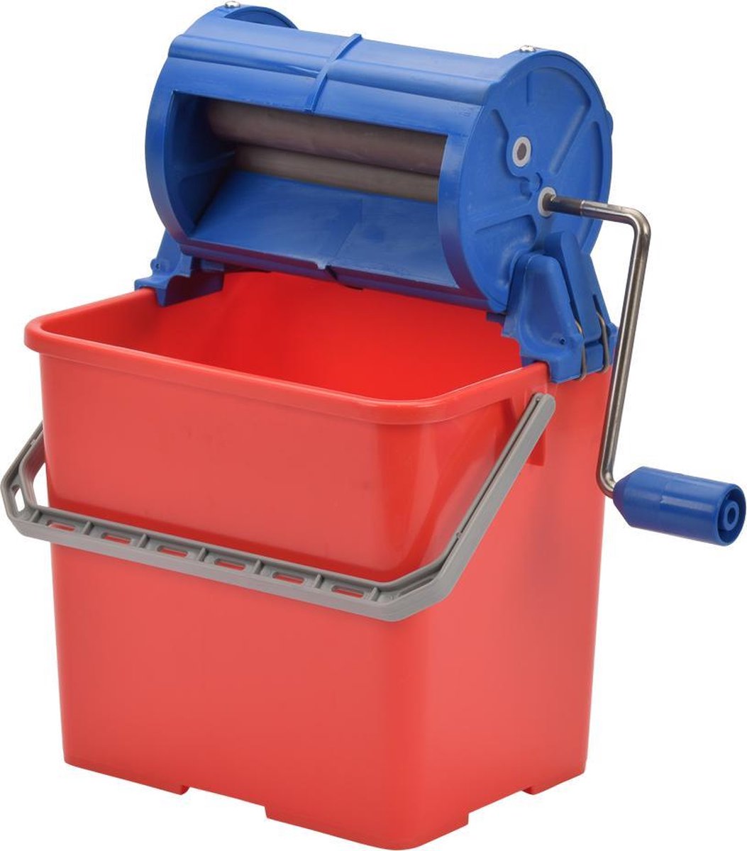 Professionele Dweilpers - Emmer met Wringer - 6L - Blauw/Rood