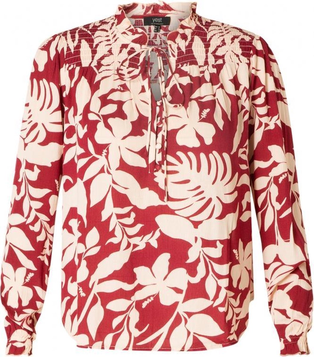 YESTA Jalisa Blouse - Port/Multi colour - maat 2(50)