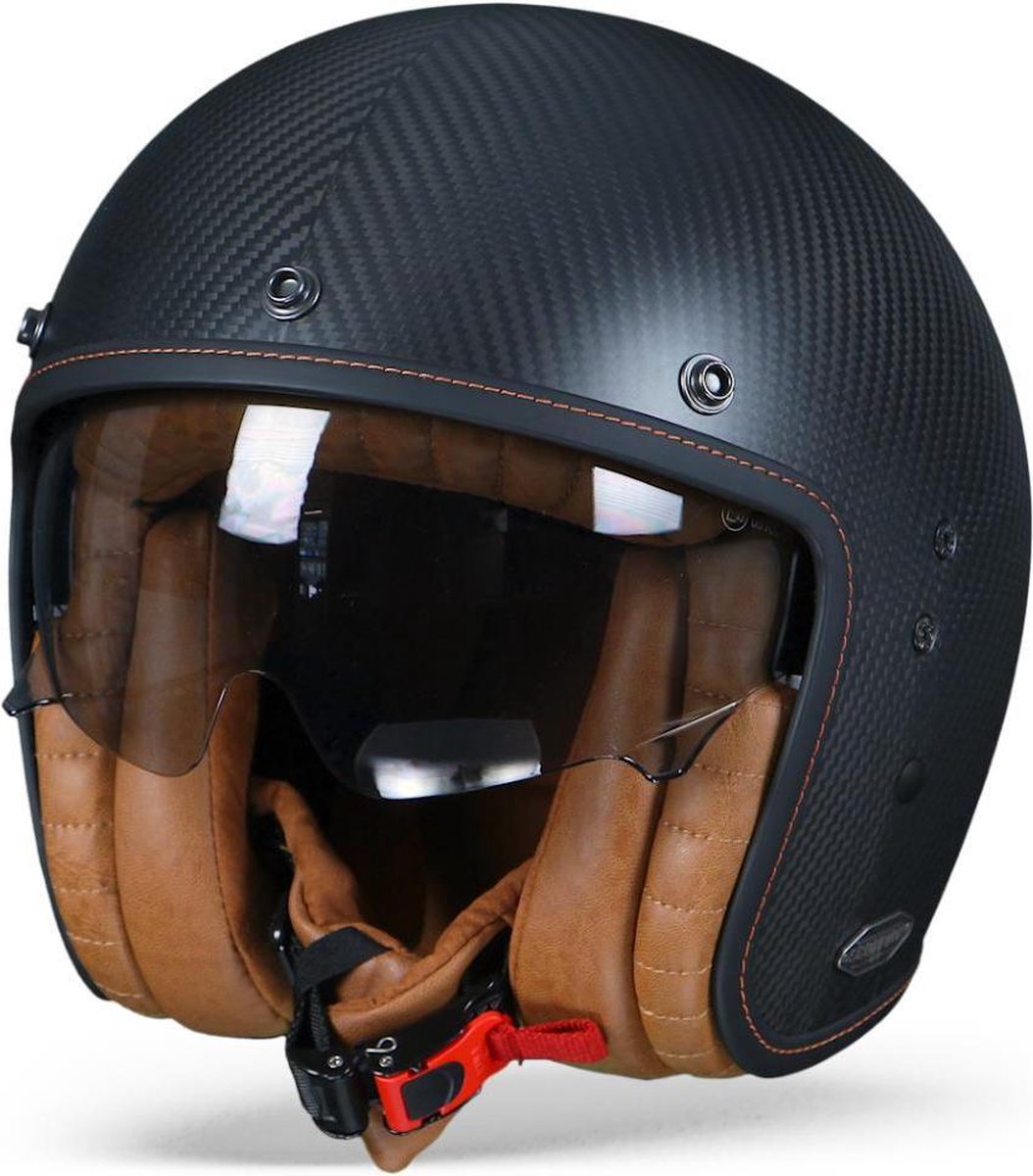Scorpion Belfast Carbon Mat Zwart Jethelm - Motorhelm - Maat S