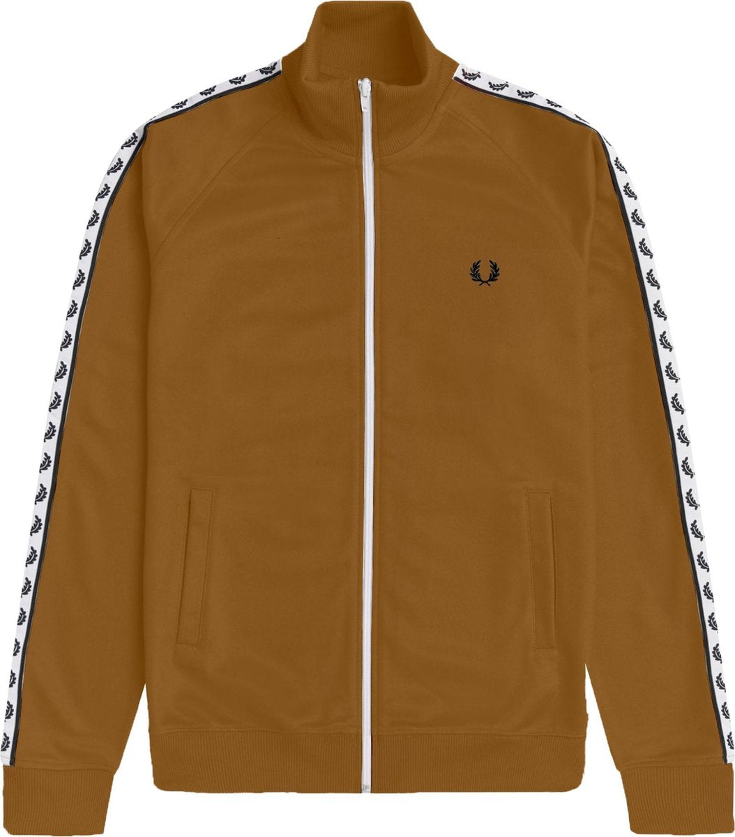 Fred Perry Taped Sportvest - Maat S  - Mannen - bruin - wit - zwart