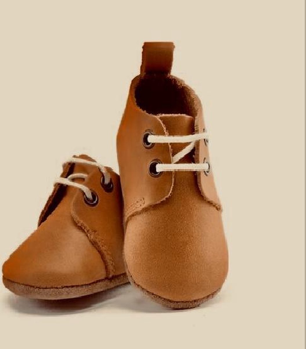 Leren Babyschoenen met Veters bruin 6-12 mnd