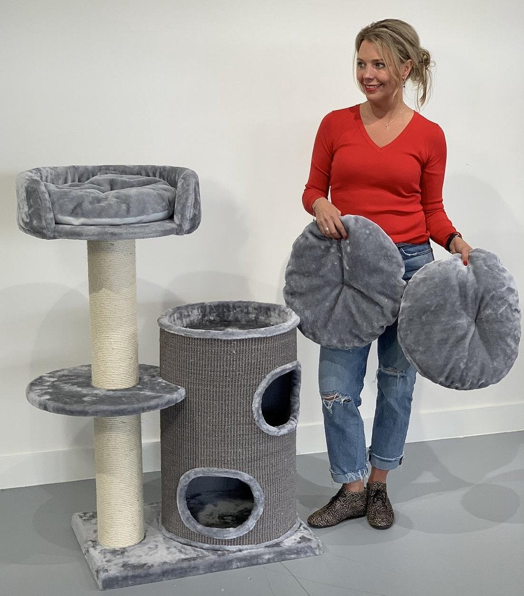 Krabpaal voor grote katten krabton Cat Pleasure Licht grijs  88x50x123cm