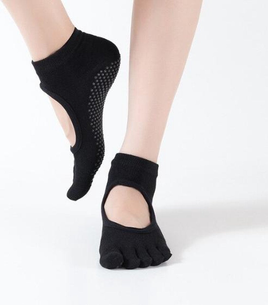 EPIN | Anti Slip Yoga Sokken Met Tenen | Ook Voor Pilates & Andere Sporten | Zwart
