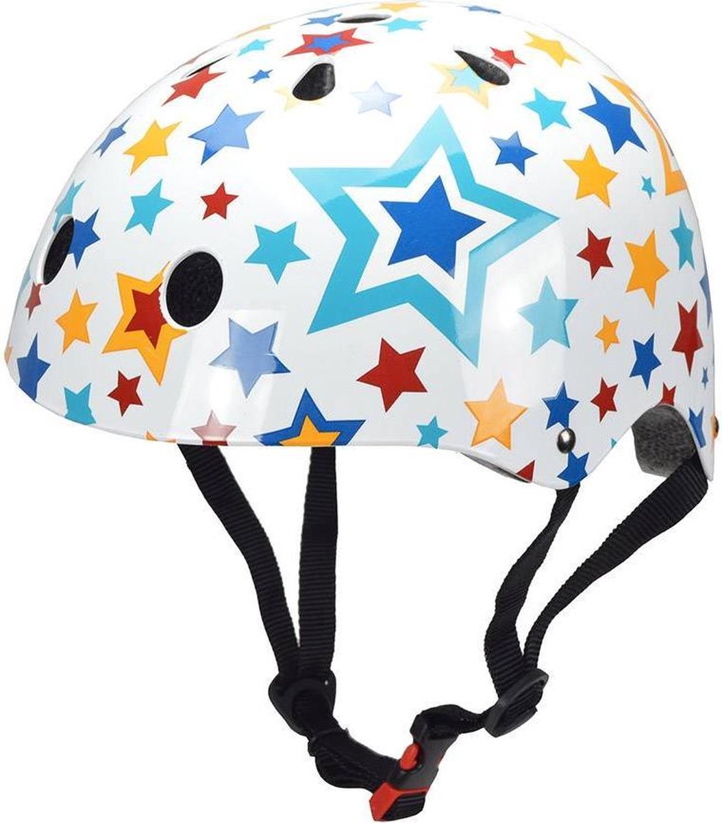 Kiddimoto - Stars - Small - Geschikt voor 2-6jarige of hoofdomtrek van 48 tot 52 cm - Skatehelm - Fietshelm - Kinderhelm - Mooie helm