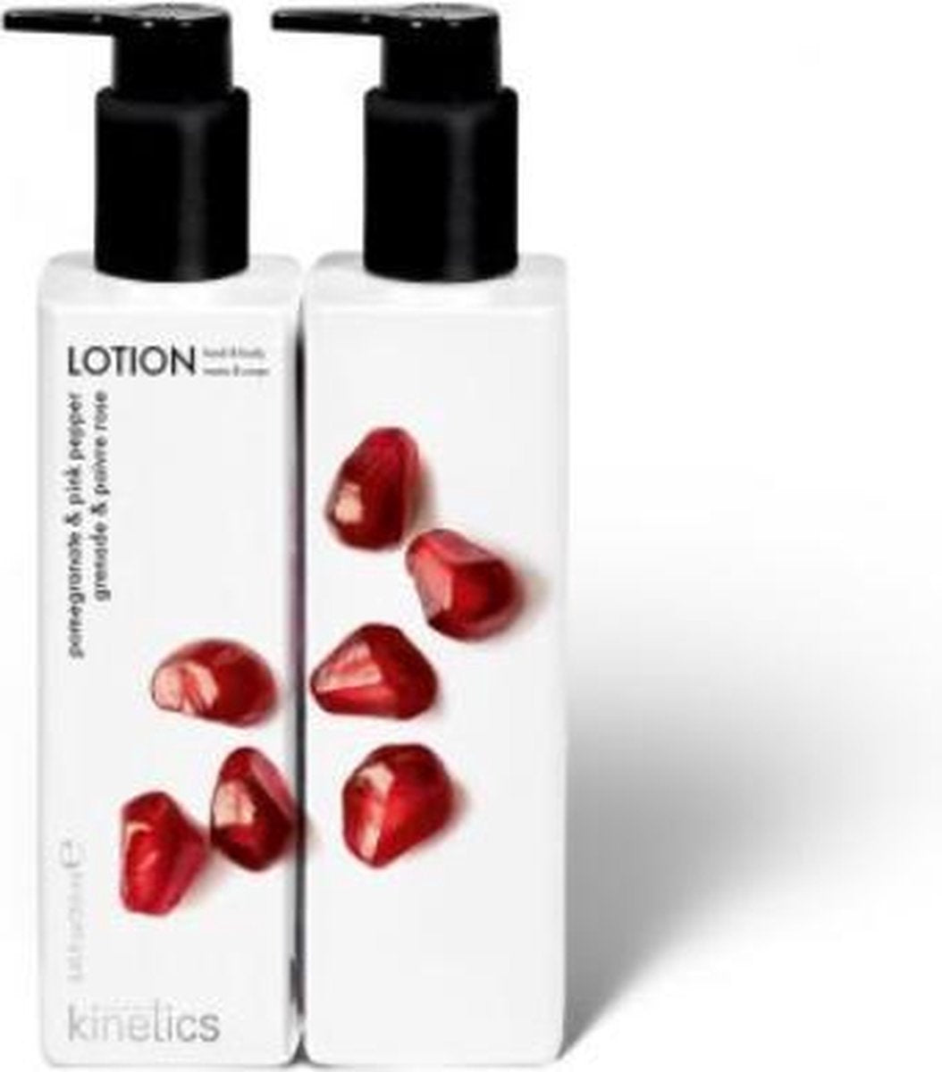 Kinetics Hand & Bodylotion 250ml pompfles Pomegranate & Pink Pepper