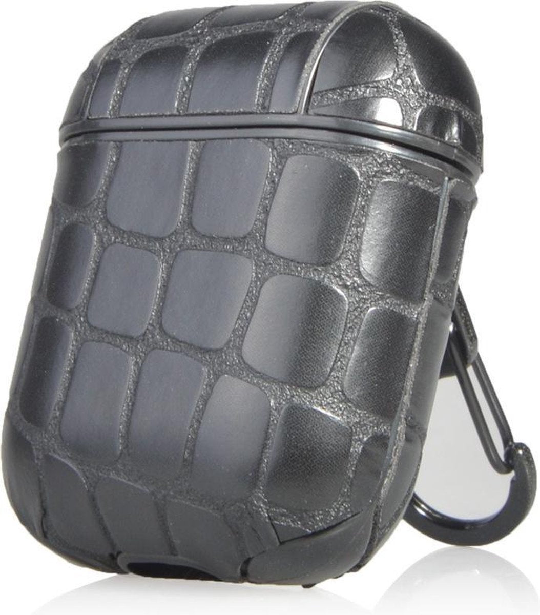 Leren hoesje crocodile print AirPods 1 & 2 Leer- AirPods 1 & 2 cover case hoesje - krokodillen case cover hoesje