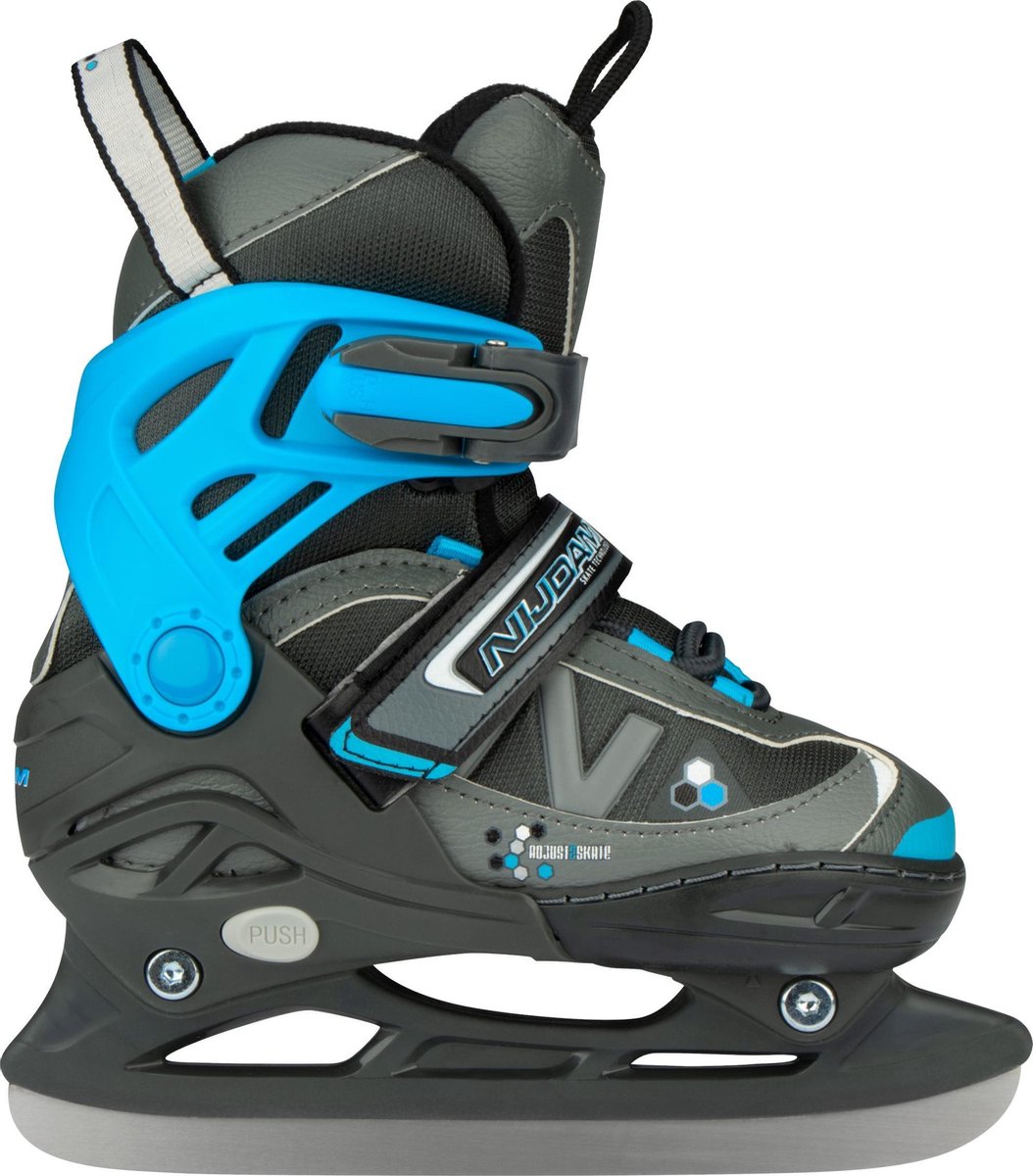 Nijdam 3141 Junior IJshockeyschaats - Verstelbaar - Semi-Softboot - Antraciet/Blauw - Maat 38-41
