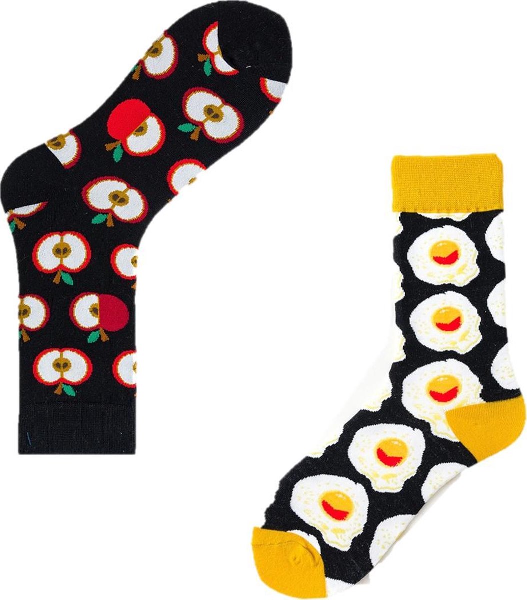 Binkie Socks Box | 2  paar Heren Sokken  | Appel en een Eitje Sokken |Happy Food Box | Sokken maat 43-46