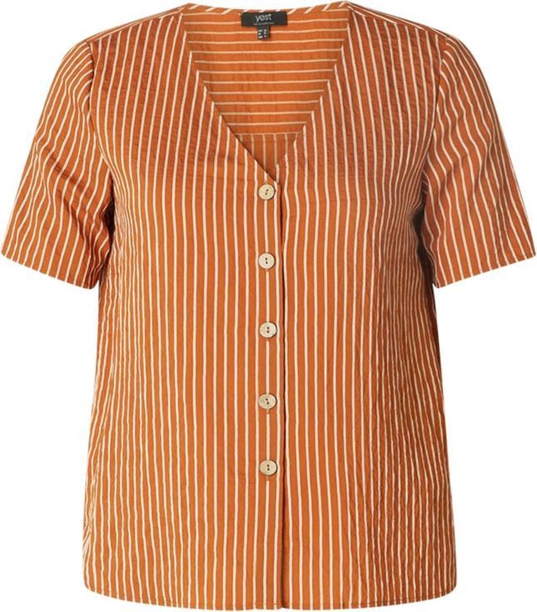 YEST Kaylen Blouse - Spicy Brown/Sandy Wh - maat 38