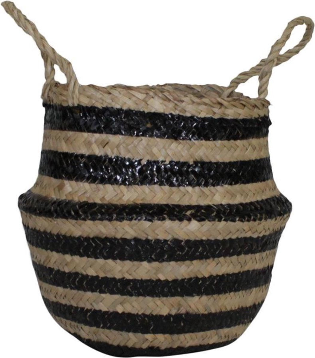 Housevitamin mand zeegras zwart gestreept 22x22x19 cm