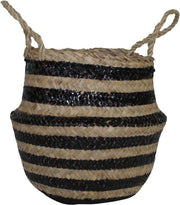 Housevitamin mand zeegras zwart gestreept 22x22x19 cm