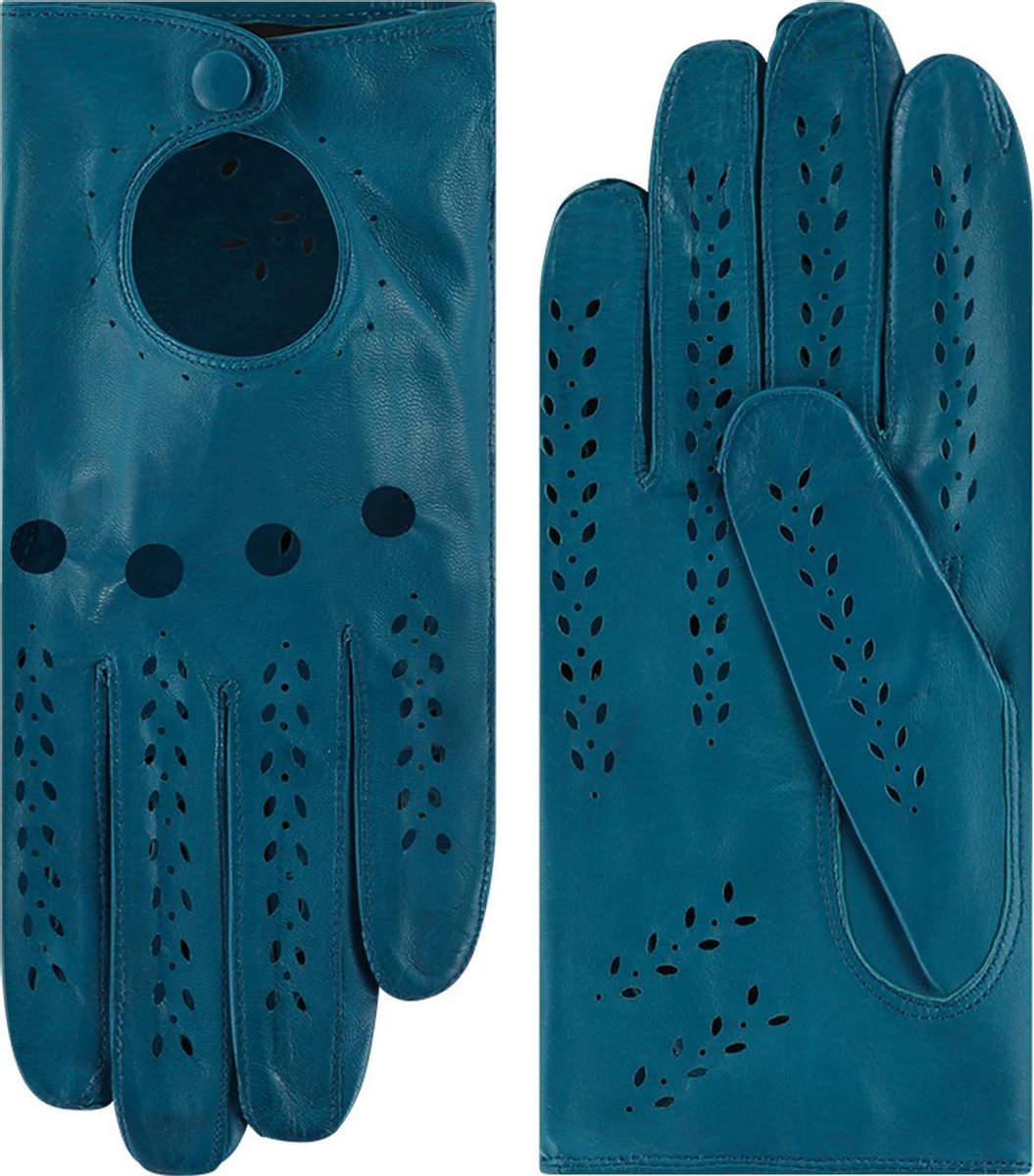 Ongevoerde leren dames handschoenen model Formia Color: Petrol
