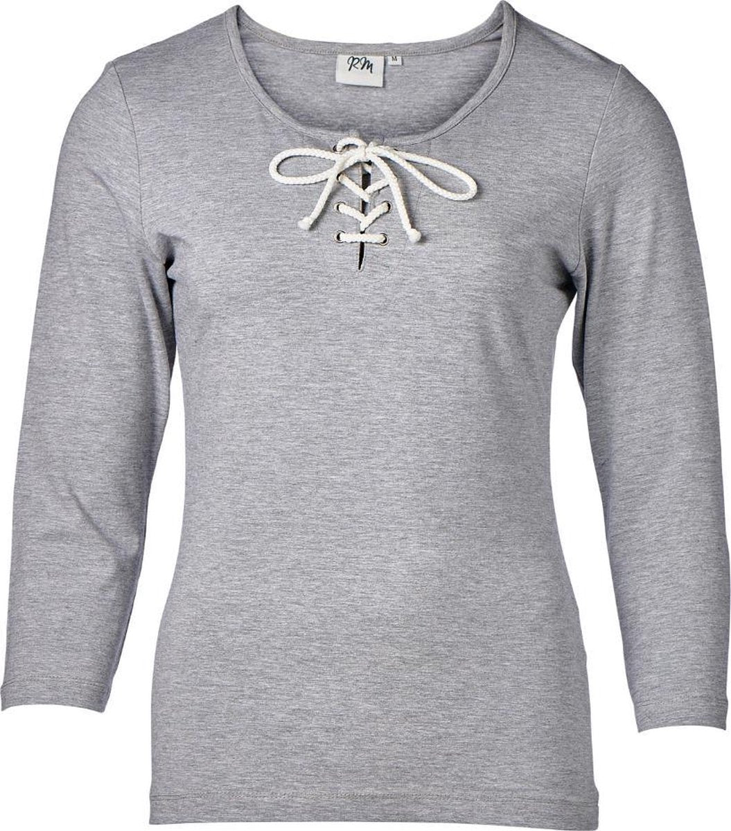 Dames shirt 3/4e mouw met touwtjes grijs | Maat 3XL