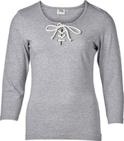 Dames shirt 3/4e mouw met touwtjes grijs | Maat 3XL