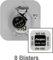8 stuks (8 blisters a 1 stuk) Energizer 309/393 knoopcel Zilver-oxide batterij (S) 1