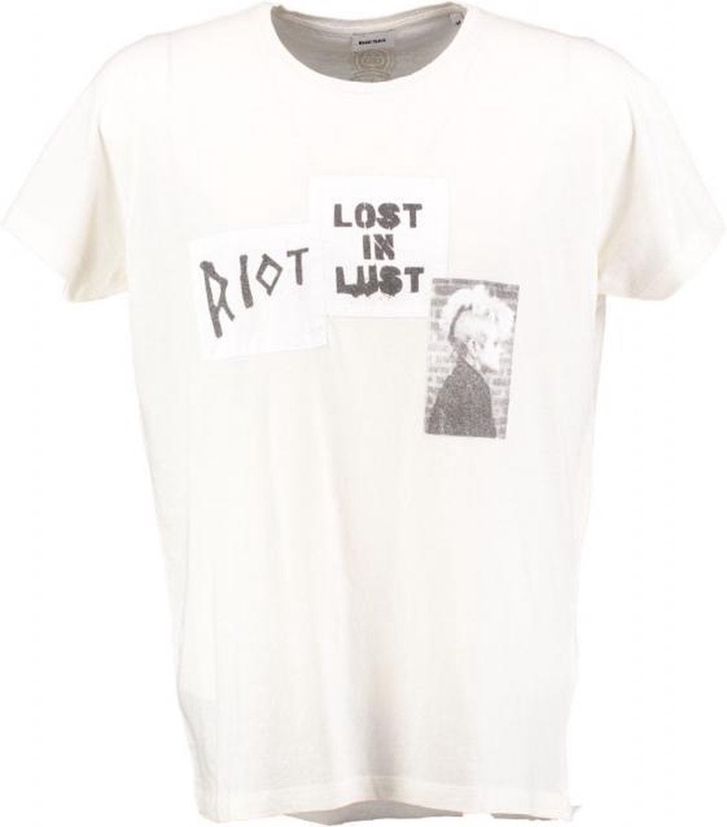 Diesel ecru lang loose fit t-shirt - Maat L
