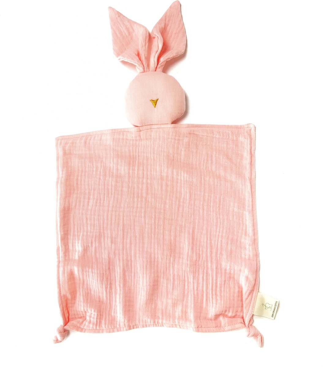 MijnNami Knuffeldoekje Konijntje – Baby Pink - Eco-vriendelijk - Hydrofiele Knuffel