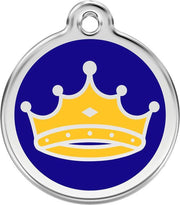 King's Crown Navy roestvrijstalen hondenpenning small/klein dia. 2 cm RedDingo