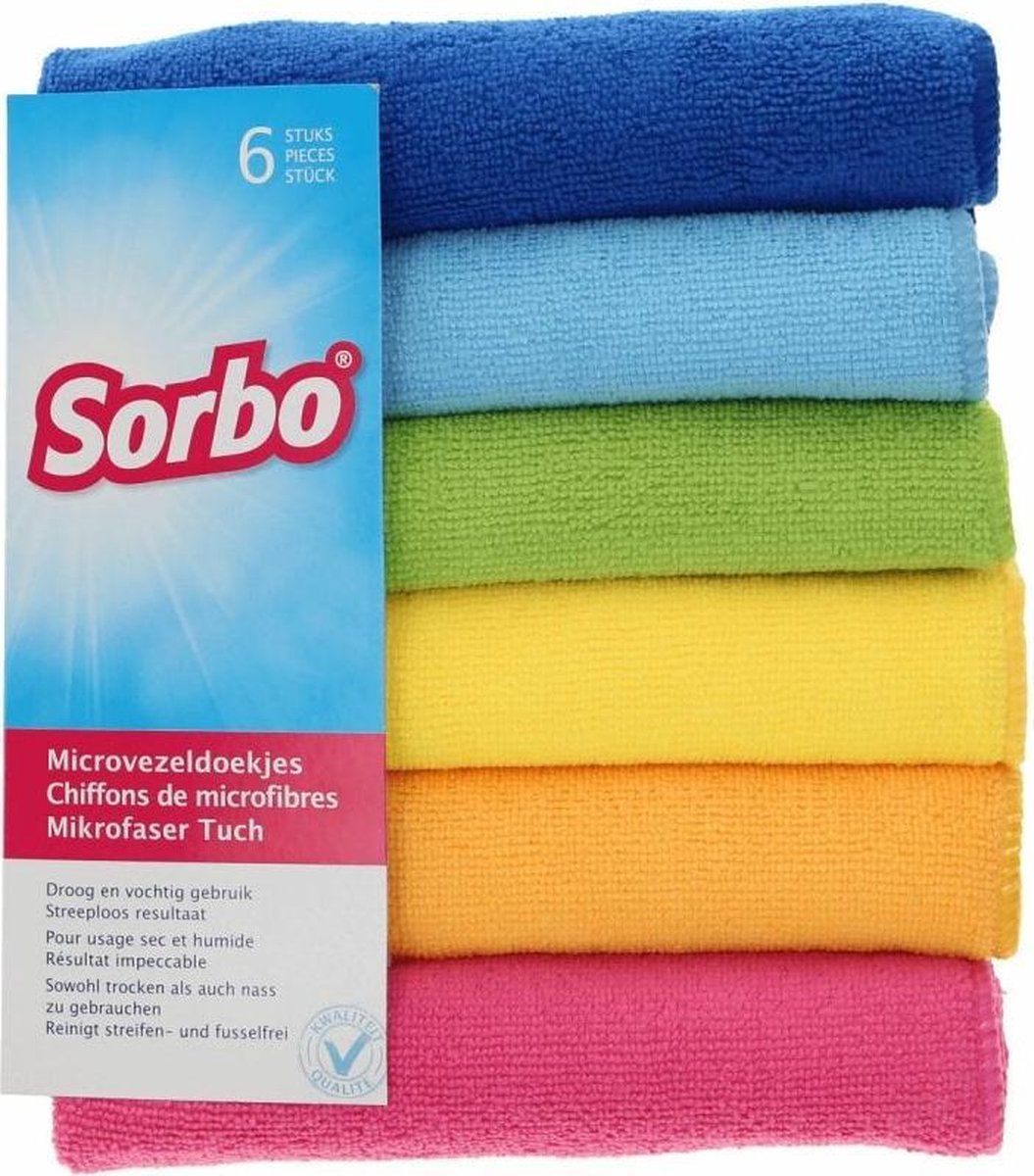 Sorbo Microvezeldoek - 6 stuks - Assorti