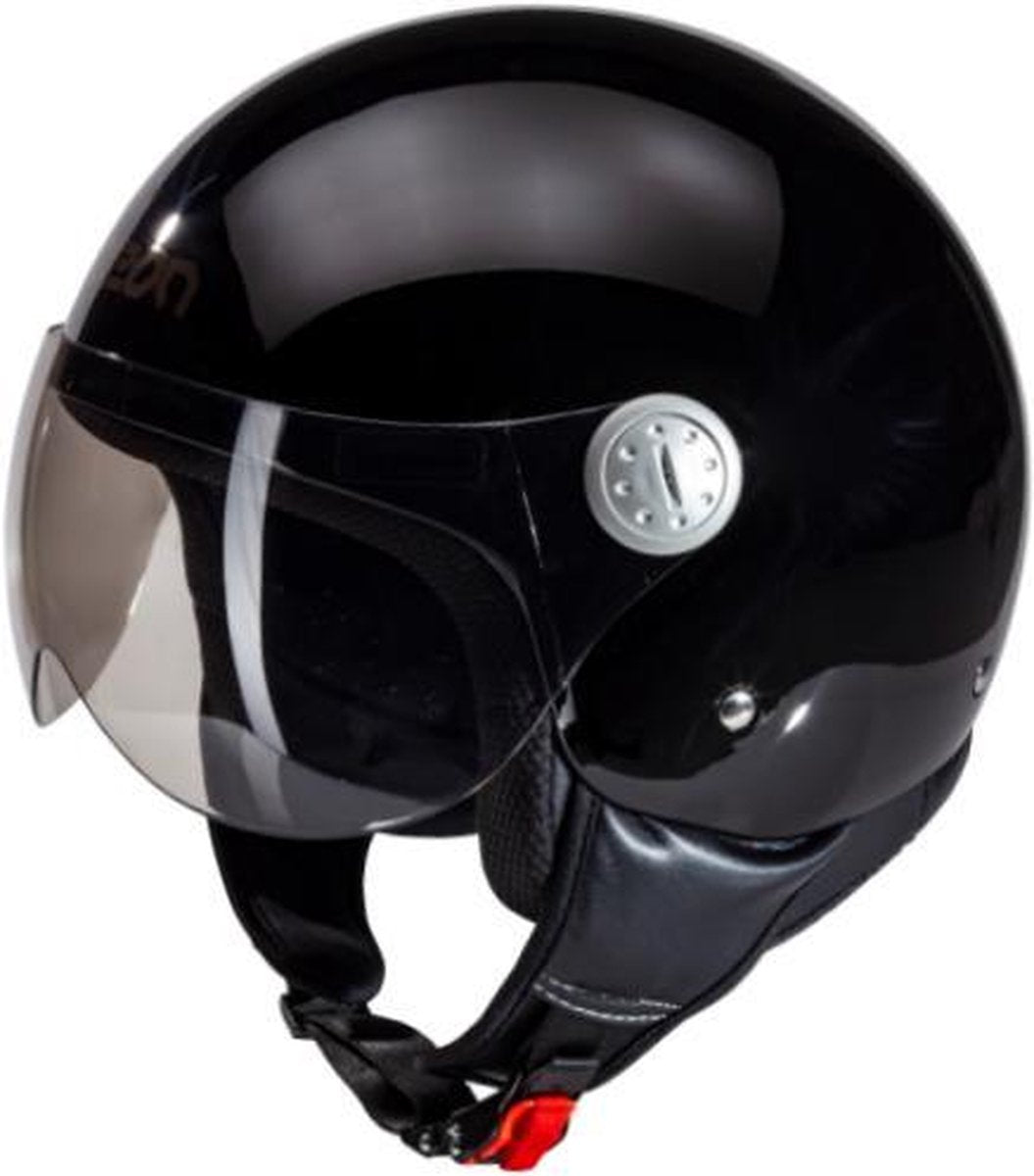 Beon Logo - Glans zwart - Jethelm - Scooterhelm - Motorhelm - L / 58.5