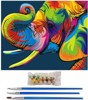 Paint By Numbers - Schilderen op Nummer - Kleurvolle Olifant - 40x50cm - Dieren - Volwassenen & Kinderen - Stipco